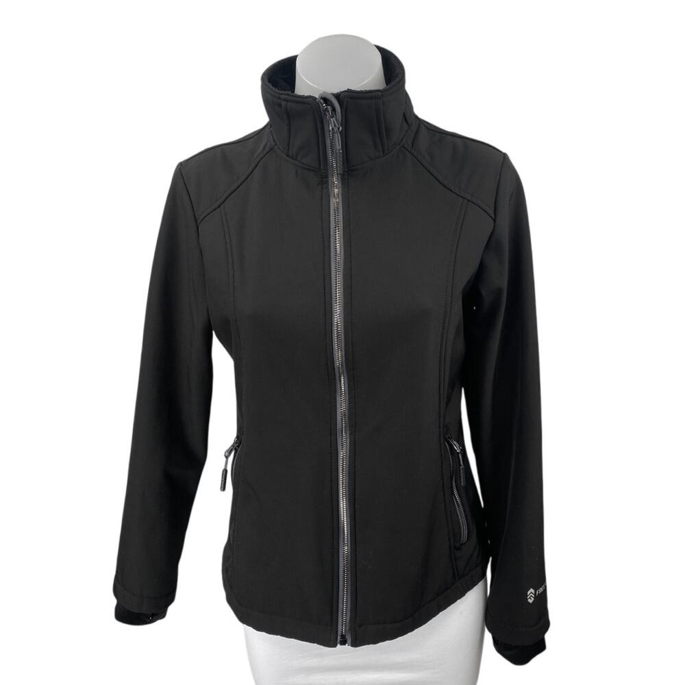 Free Country Women's Black Long Sleeve Full Zip Waterproof Rain Coat Jacket Sz S